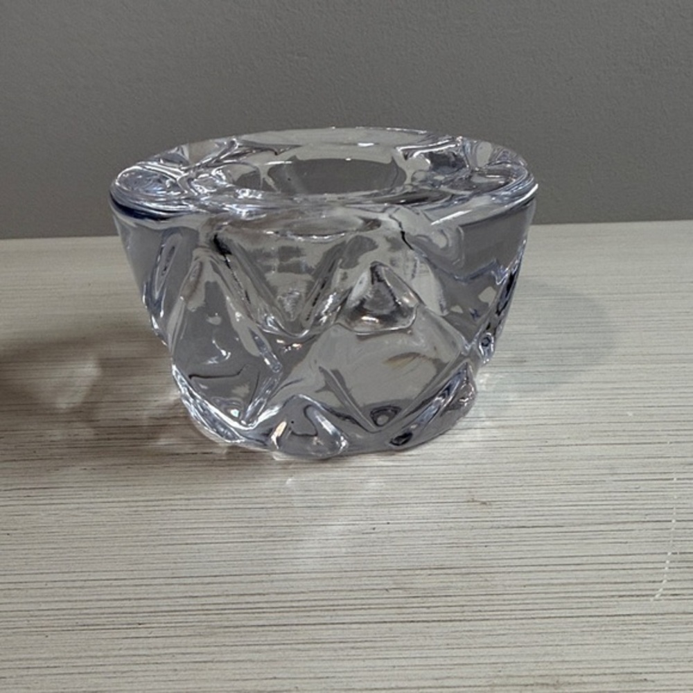 Elegant Simon Pearce Clear Glass Candle Holder